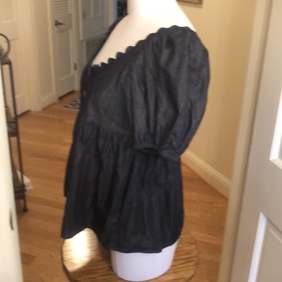 Kika Vargas Blue/Black Blouse with Scalloped Neck Size Various NWT - Picture 7 of 10